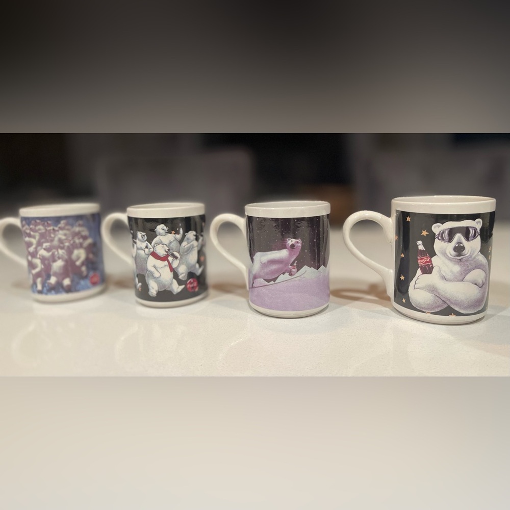 Vintage 1996 Coca Cola Polar Bear Mug Set of 4